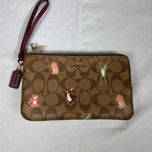 Coach Wristlet -Signature Canvas with Party Animals Print